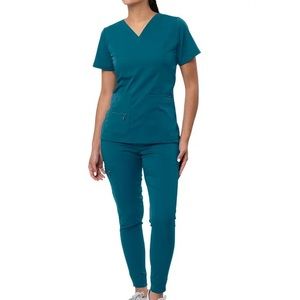 Adar Pro Flawless Scrub Set For Women - Elevated V-Neck Top & Jogger Scrub Pants